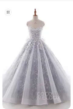 パニエ付き　ウェディングドレス　cocomelody 5号　グレー