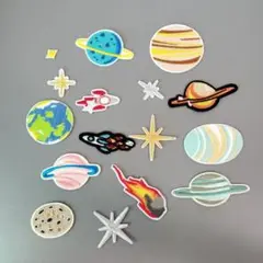 刺繍ワッペン　宇宙　惑星　ロケット　16枚