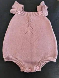 ニットロンパース パープル フリル付き　6M