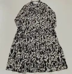 DOUDOU 豆豆 印花層疊長洋裝 襯衫領