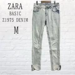 ZARA BASIC Z1975 DENIM 裾フリンジ ダメージ加工 M