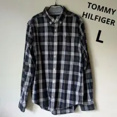 TOMMY HILFIGER クラシックフィット L ネイビー系チェックシャツ
