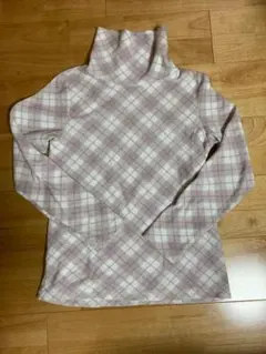 フリースタートルネックジャケット 100cm ピンク系チェック