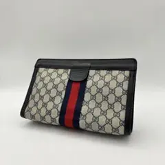 オールドグッチ セカンドバッグ GGスプリーム シェリーライン ネイビー