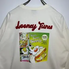 ルーニーテューンズ　長袖Tシャツ　サイズM　デカロゴ　トゥイーティー　希少　古着