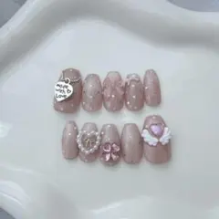 NO.454 ピンク ウィッシュコア フレンチガーリー 量産型 ネイルチップ