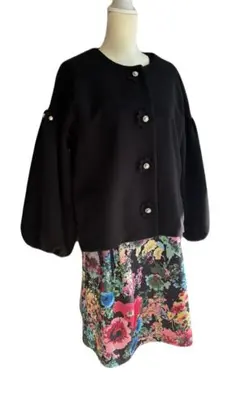 【super beauty】ジャケット&花柄の長袖ワンピース