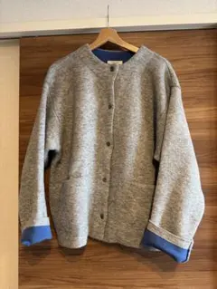 FREAK'S STORE ノーカラージャケット グレー/ブルー