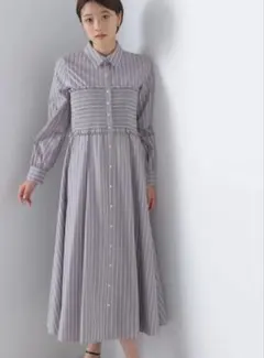 ストライプビスチェシャツワンピース