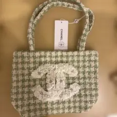 未使用】シャネル ノベルティ ツイード トートバッグ グリーン - メルカリ