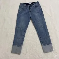 INDIMARK　折り返し風デザインボーイフレンドデニム　ストレッチ　L