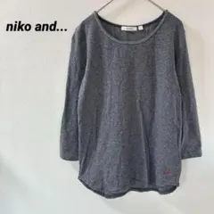 ニコアンド　グレー×黒　ストライプ　七分袖　カットソー　ゆったり　Tシャツ 3