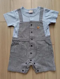 petit main ストライプロンパース 80