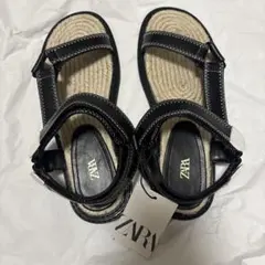 【新品未使用】ZARA ブラック フラットサンダル 36