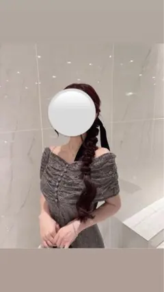 Leja グレー レース オフショルダードレス