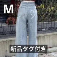 値下げ GRL バックハートフックワイドデニムパンツ cu485 ブルー M