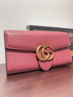 新品未使用品 箱付き GUCCI グッチ 長財布 GG柄 マーモント クリスタル 