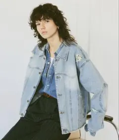 soerteダメージデニムカットオフジャケット ブルー 3