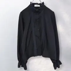 rsp フリルネック 長袖ブラウス レース 前開き フェミニン F《i745