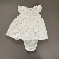 H&M 花柄 ワンピース 74cm 9m ホワイト　オレンジ