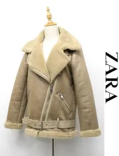 B534 ZARA フェイクムートンライダースジャケット ダブル 裏ボア