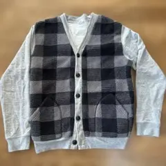 Coen チェック柄カーディガン グレー/ブラック
