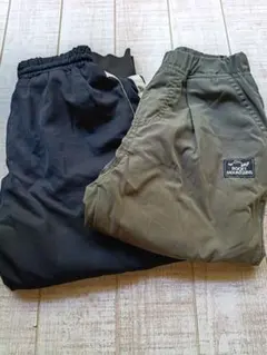キッズ110cmカーキ、ブラック120cm長ズボンセット