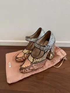 miumiu パイソングリッターハイヒール・パンプス