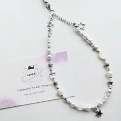 ビーズストラップ 白 ホワイト シルバー 韓国 Y2K (長)