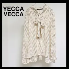 極美品 イェッカ ヴェッカ ブラウス 長袖 アイボリー 幾何学模様 レディース