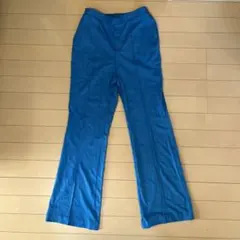 青色フレアパンツ ゴムウエスト
