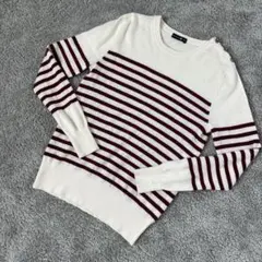 【ボルドーボーダー Lサイズ】TAKASHIMAYA カシミア100% 金ボタン