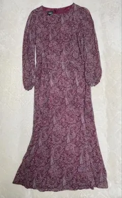 ローラアシュレイ ロングワンピース ペイズリー柄 赤 11号