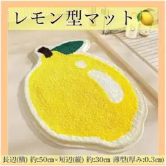 レモン型 マット 玄関マット 30×50cm 裏面滑り止め付 薄型‪ バスマット