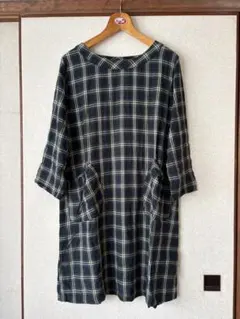 チェック柄 ダブルガーゼ チュニック 長袖 七分袖のサムネイル