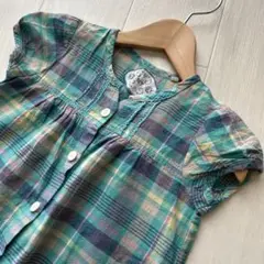 S.T CLOSET チェックパフスリーブワンピース女の子90リオ横山