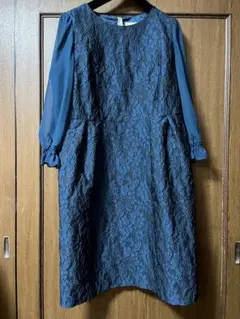 【美品】組曲　花柄　レース　ワンピースドレス　　大きいサイズ7 グリーン系