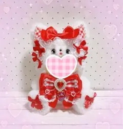 ぬい服　着ぐるみ　ちびぐるみサイズ　おめめキラキラ 赤ねこ