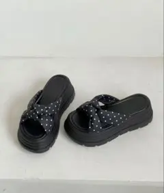 Shoes in Closet厚底 クロスリボン ドット柄 サンダルのサムネイル