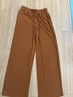GU リブワイドパンツ ブラウン Sサイズ