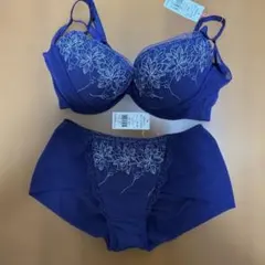 AMO'S STYLE花柄刺繍 ブラジャーショーツセット パープル E75 L