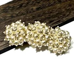 ヴィンテージ　バレッタ　パールデザイン