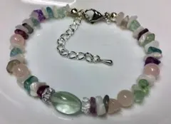 対人関係フローライト恋愛運ムーンストーン・ローズクォーツのブレスレット16㎝新品