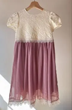 女の子の可愛い ワンピース 130cm ピンク 白 半袖 発表会