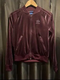 【希少】adidas ベロア　トラックジャケット　バーガンディ
