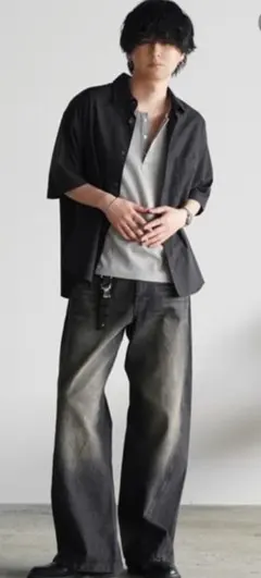 VINTAGE WASHED CURVED DENIM　リドム　ヘンリー