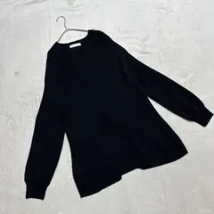 ⁠【YE LiBARE】長袖クルーネックニット セーター コットン混 黒 F⁠