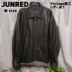 JUNRED レザーブルゾン ブラック ヴィンテージ加工 ジュンレッド レザー黒
