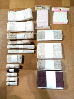 レースリボンセット アイボリー ベージュ パープル