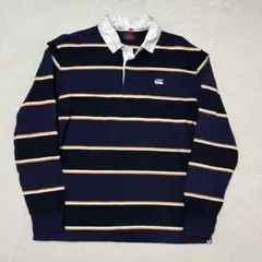 カンタベリーオブニュージーランド ラガーシャツ ボーダー ネイビー Lサイズ